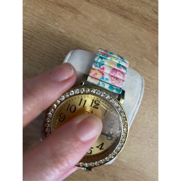 LINEL Floral Stretch Band Watch Crystal Bezel Expansion Band Wristwatch - Picture 2 of 7